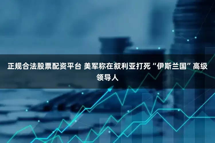 正规合法股票配资平台 美军称在叙利亚打死“伊斯兰国”高级领导人
